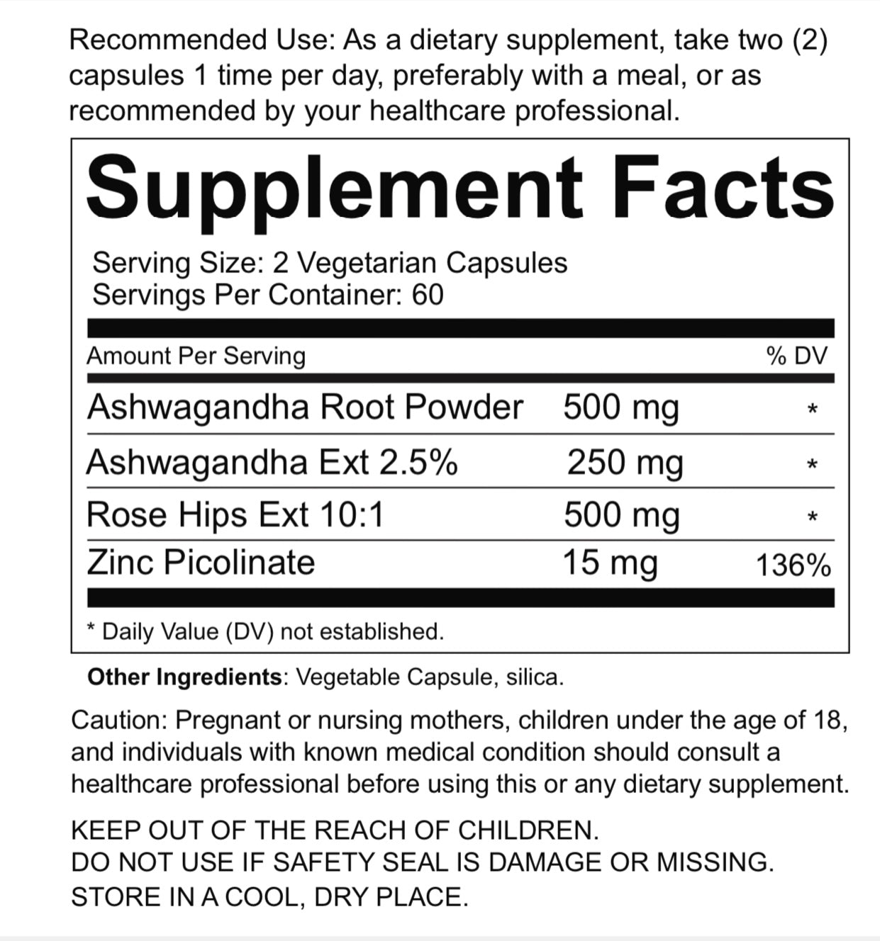 Organic Extra Strength Ashwagandha 750 mg